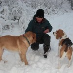 Frauchen mit Mac und mir in der Haard im Winter 2011